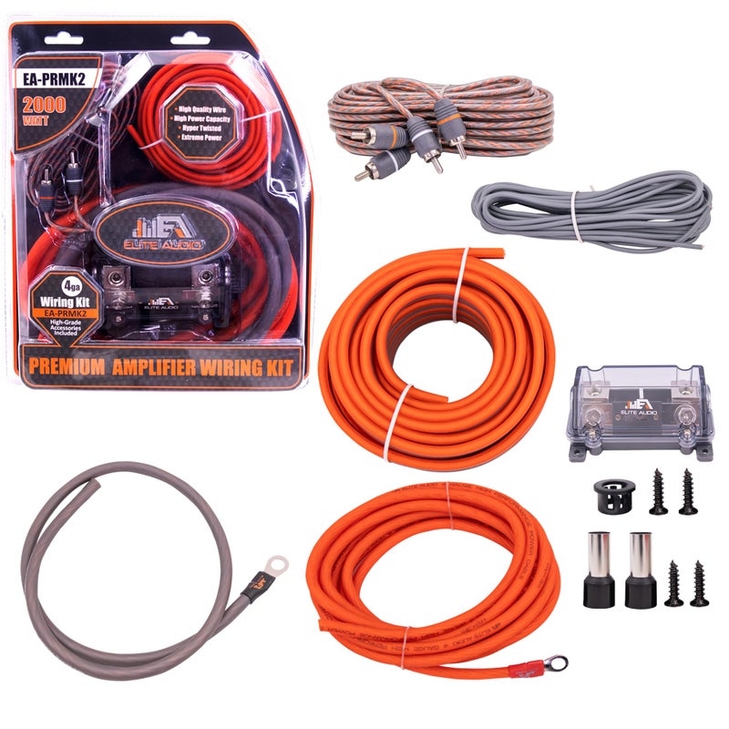 Elite Audio Premium Series Amp Kit Copper Clad Aluminum Wire, Triple-Shielded RCA Cables, High-Power Capacity, ANL Fuse Holder, Car Amplifier Install Kit (4 Gauge (Full Size ANL)) - Image 1